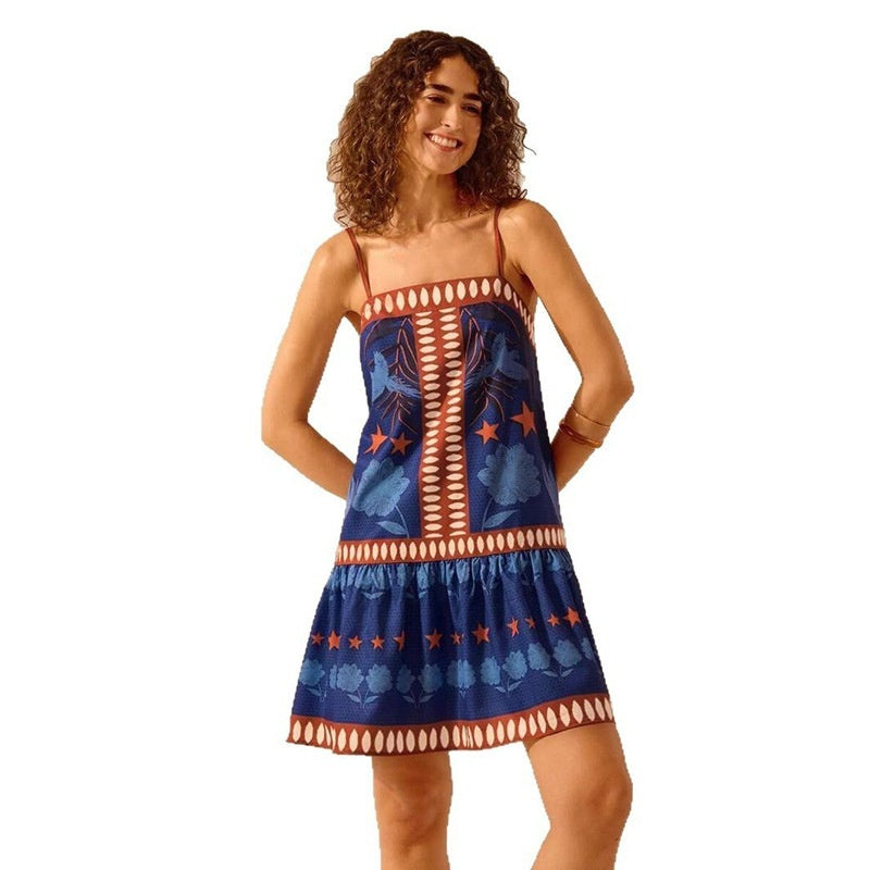 New Women's Elegant One-shoulder Printed Casual Strapless Dress