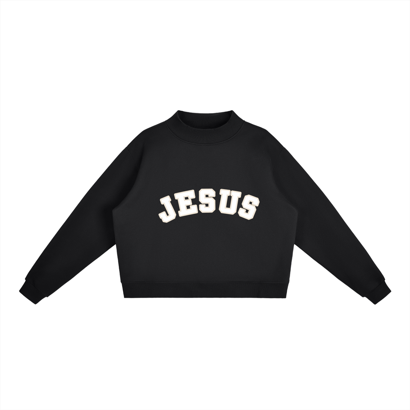 JESUS Fleece Mock-Neck Crew Sweatshirt