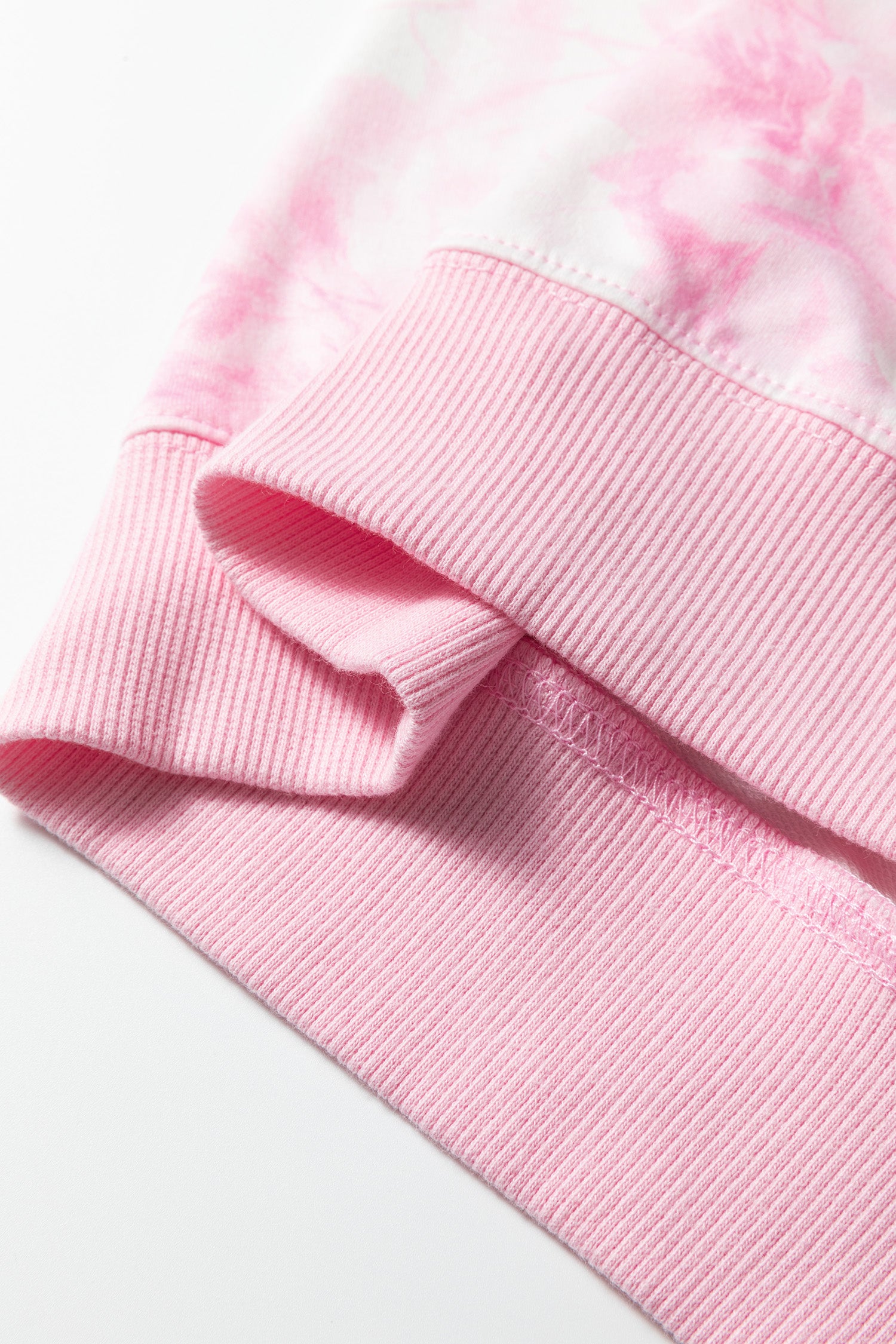 Pink Abstract Woodland Print Asymmetric Shoulder Long Sleeve Top