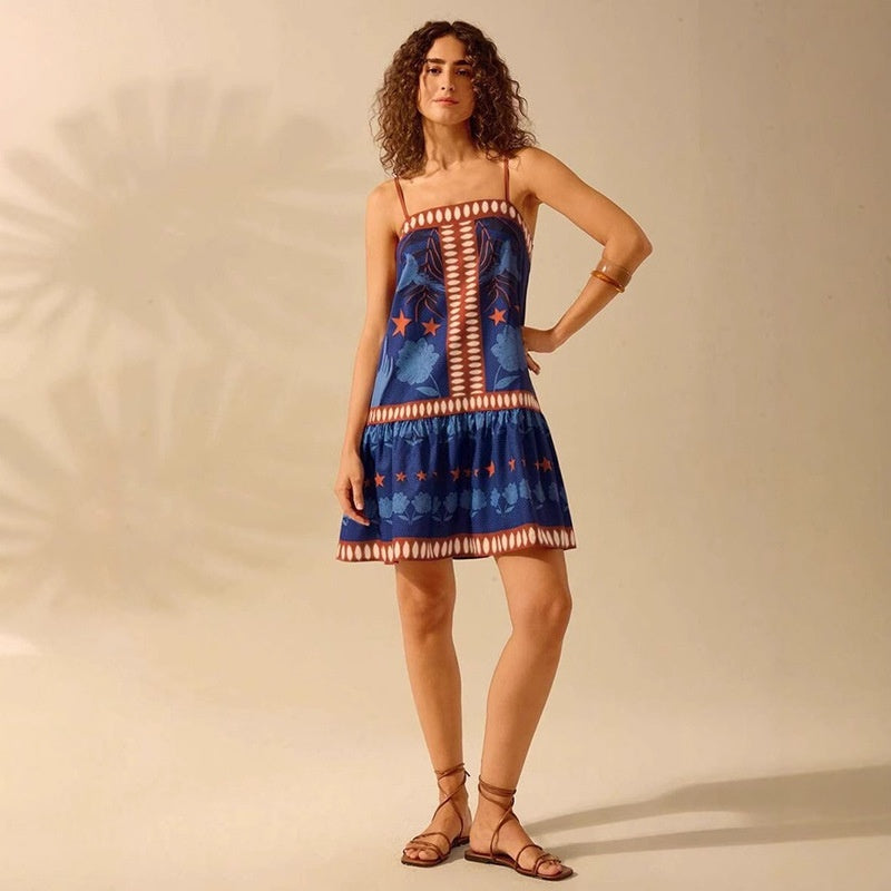 New Women's Elegant One-shoulder Printed Casual Strapless Dress