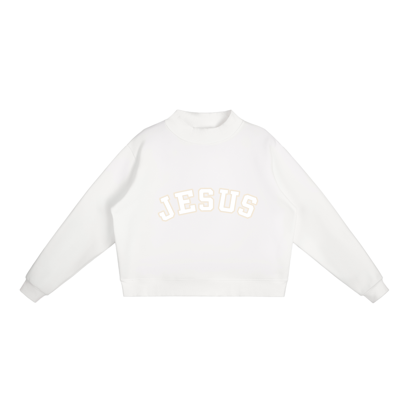 JESUS Fleece Mock-Neck Crew Sweatshirt