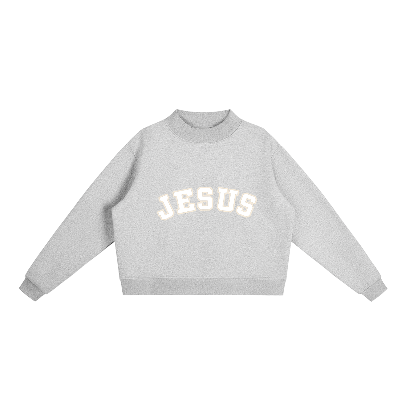 JESUS Fleece Mock-Neck Crew Sweatshirt