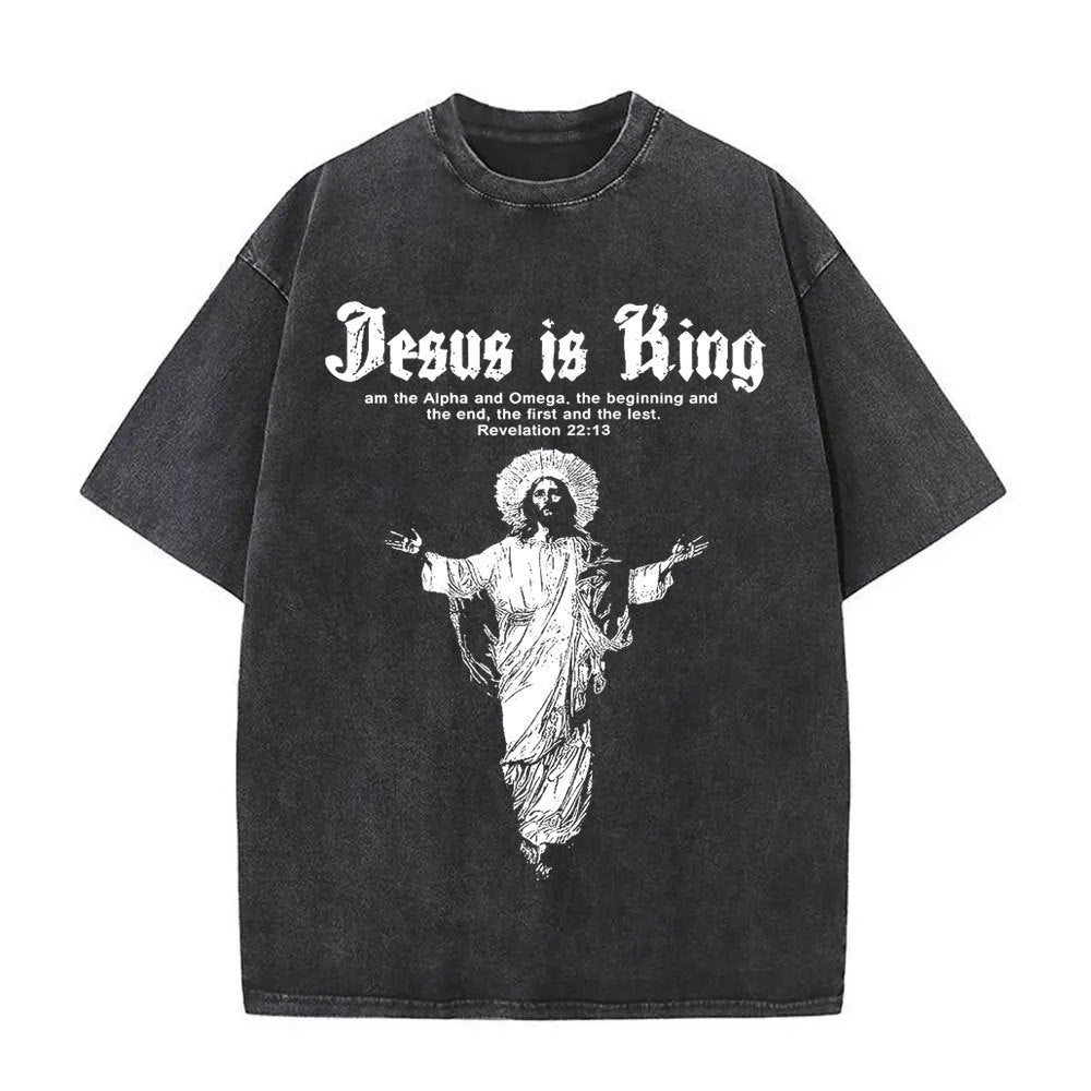 Jesus is King Vintage Washed Oversized T-shirt | Men's Edition