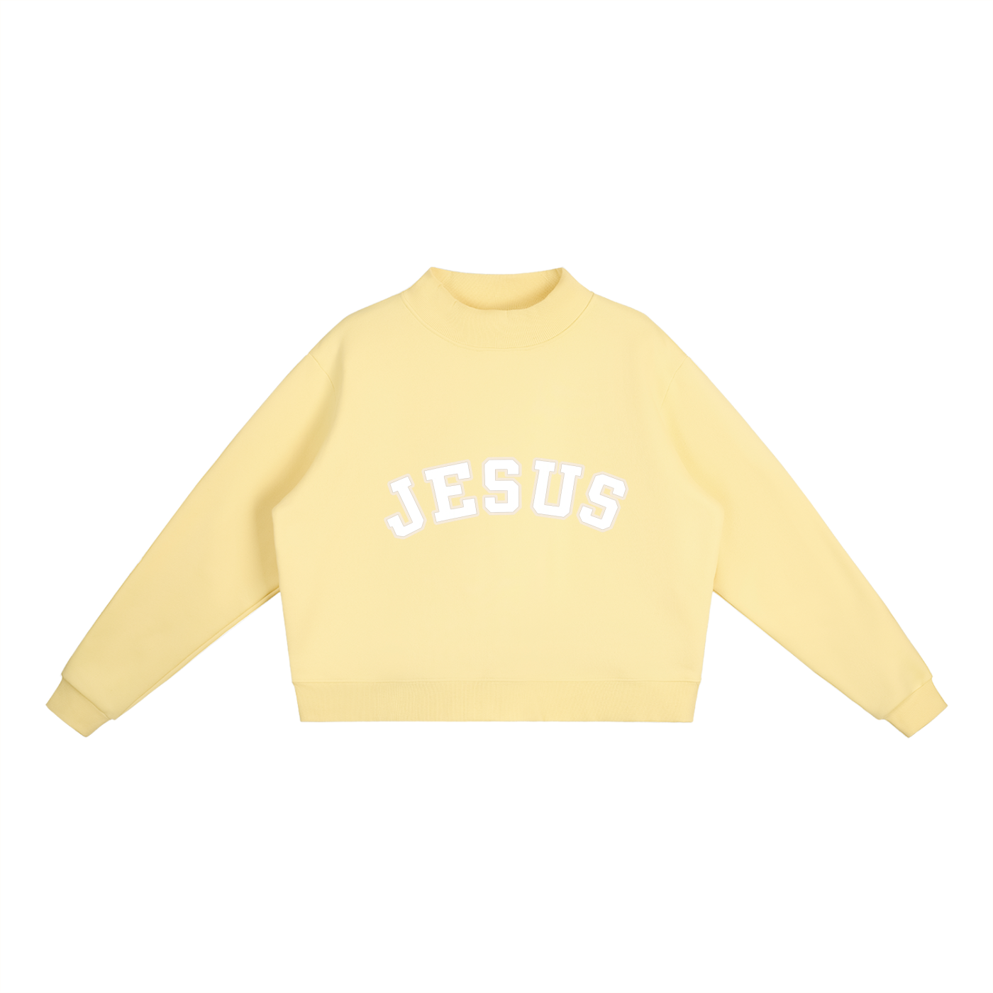 JESUS Fleece Mock-Neck Crew Sweatshirt