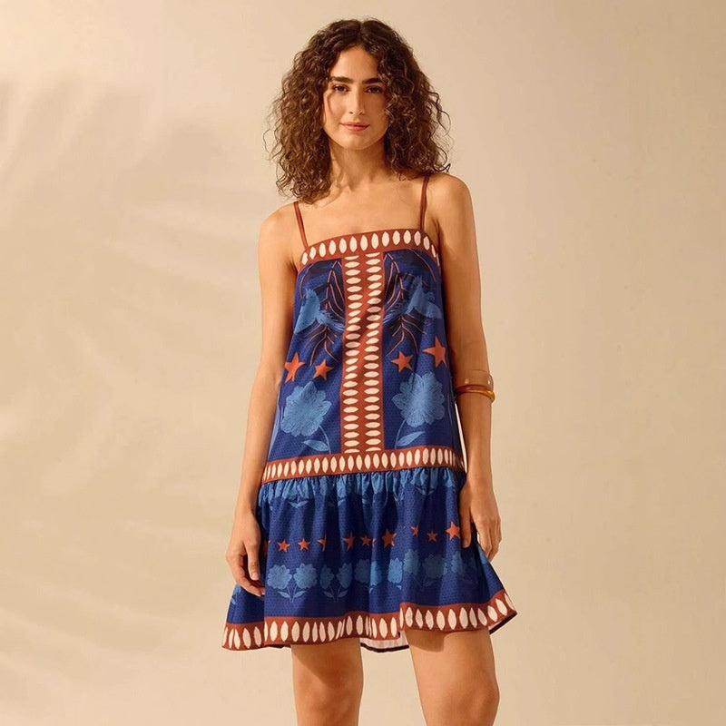 New Women's Elegant One-shoulder Printed Casual Strapless Dress