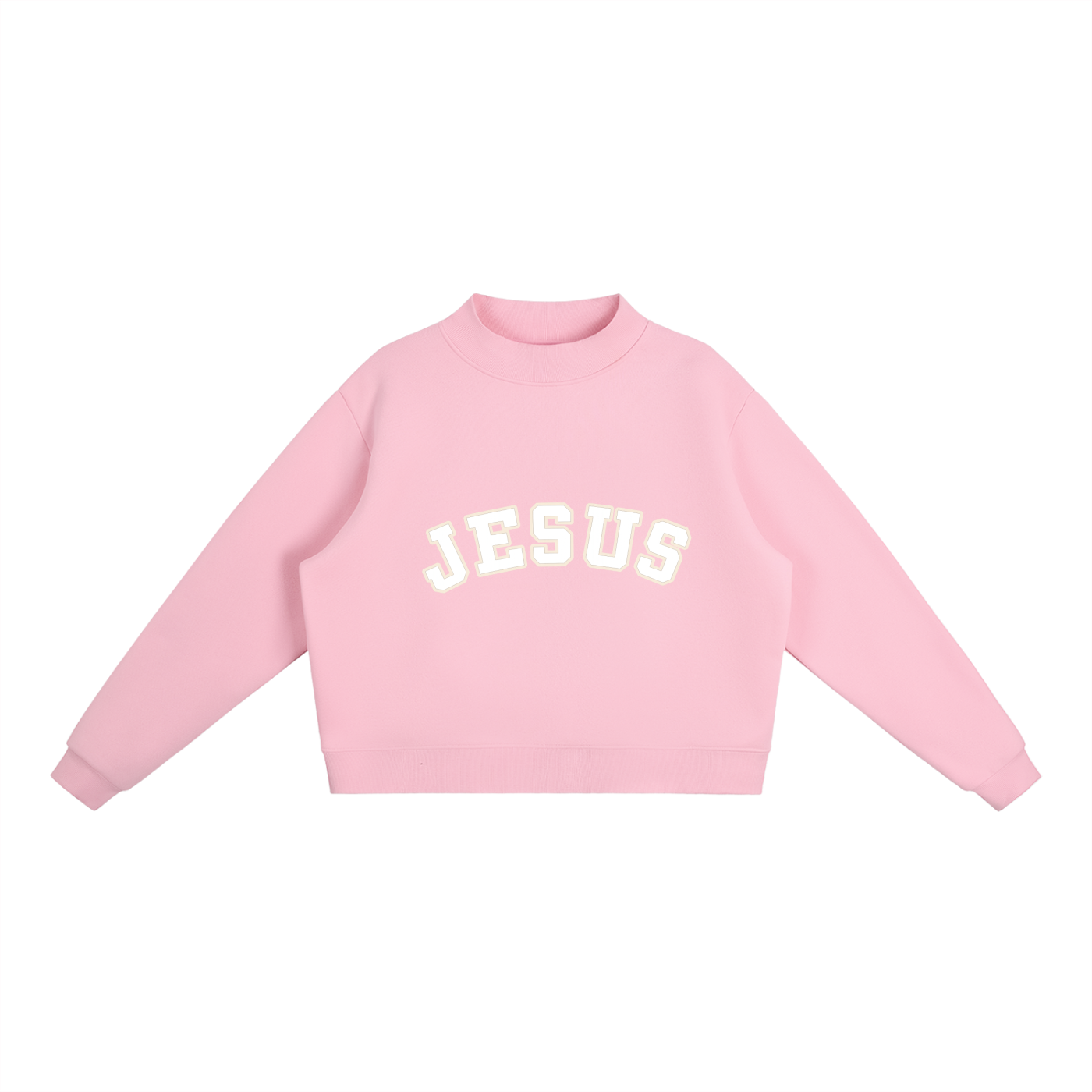 JESUS Fleece Mock-Neck Crew Sweatshirt