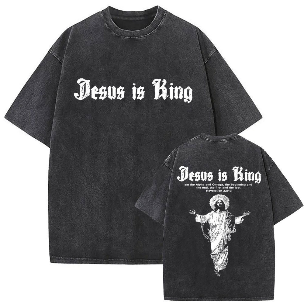 Jesus is King Vintage Washed Oversized T-shirt | Men's Edition