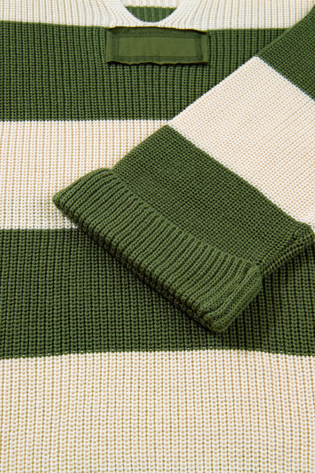 Green Stripe Colorblock Notched Neck Plus Size Sweater