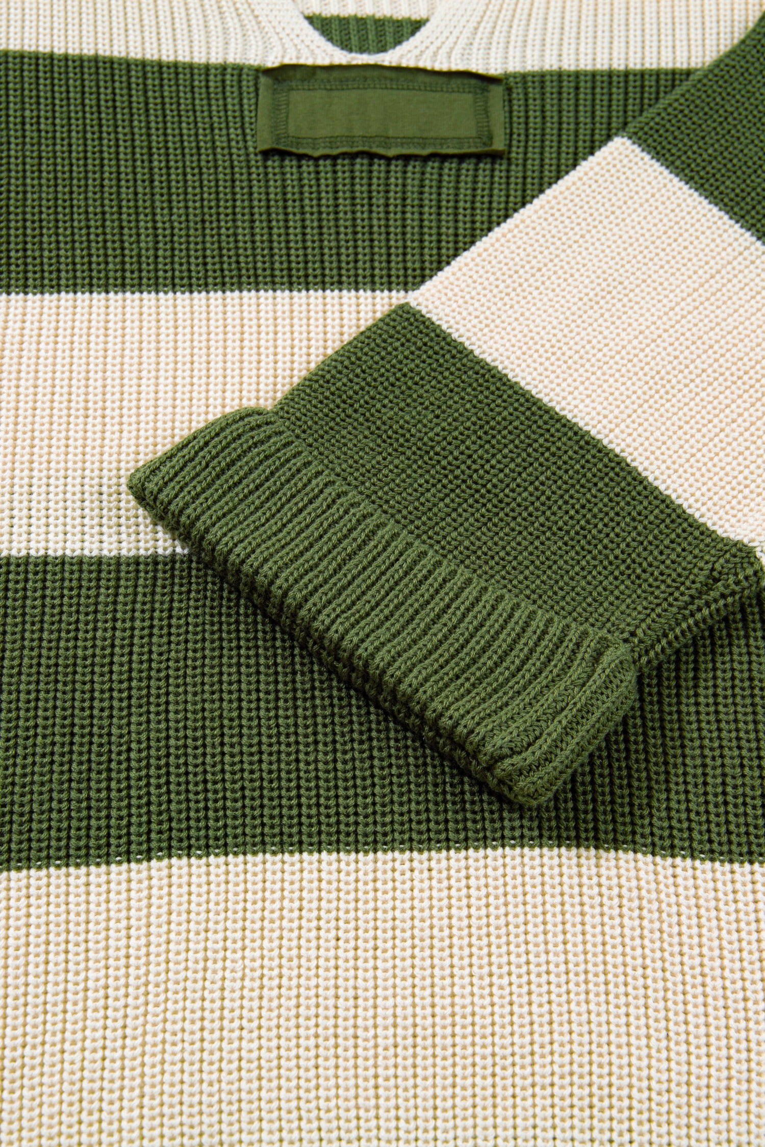 Green Stripe Colorblock Notched Neck Plus Size Sweater