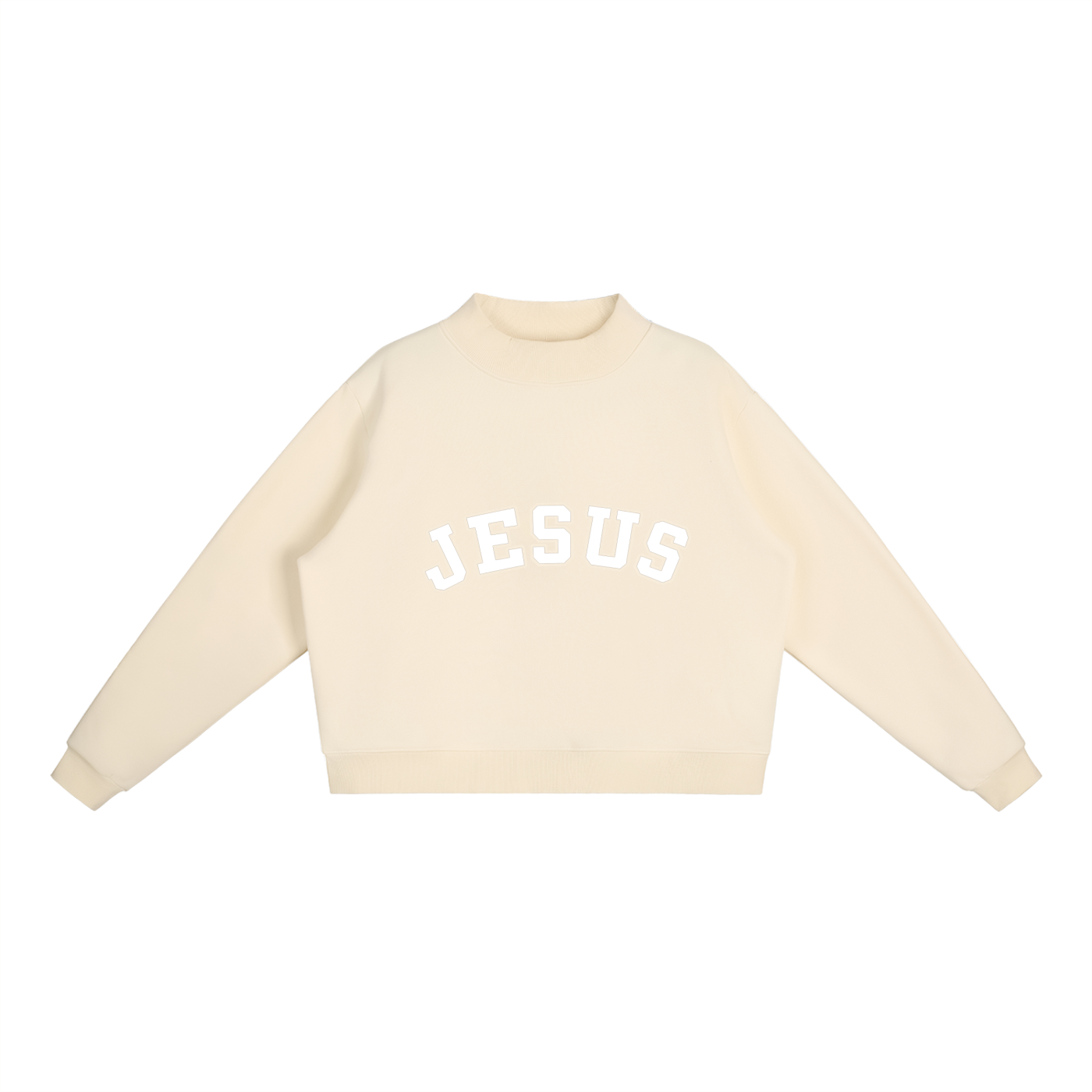 JESUS Fleece Mock-Neck Crew Sweatshirt